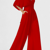 Isaura | Mono Largo Elegante con Pierna Ancha y Escote en V