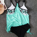 Julia | Tankini liso con estampado de leopardo