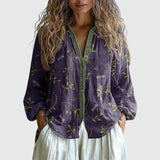 Mónica - Camisa Vintage con Estampado de Hojas