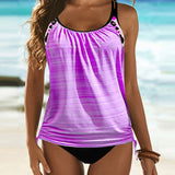 Julia | Tankini liso con estampado de leopardo