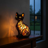 Gato Brilhante - Lámpara de Vitral