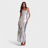 Brillo Plateado - Vestido de gala noche
