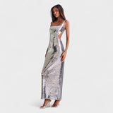 Brillo Plateado - Vestido de gala noche