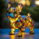Bulldog Francés - Lámpara de Vitral