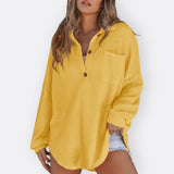 Inês - Blusa Túnica Ligera Escote en V con Botones