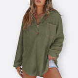 Inês - Blusa Túnica Ligera Escote en V con Botones