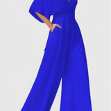 Isaura | Mono Largo Elegante con Pierna Ancha y Escote en V
