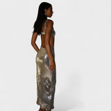 Brillo Plateado - Vestido de gala noche
