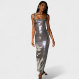 Brillo Plateado - Vestido de gala noche