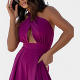 Jessica | Mono Halter Cruzado sin Espalda y Pierna Ancha