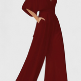 Isaura | Mono Largo Elegante con Pierna Ancha y Escote en V