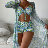 Gabriela | Conjunto de bikini de 3 piezas con estampado