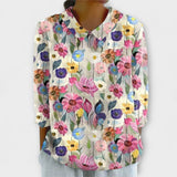 Clara - Blusa de algodón y lino con estampado floral vintage