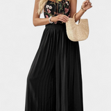Maruja | Mono Palazzo con Bordado Floral y Encaje Transparente