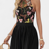 Maruja | Mono Palazzo con Bordado Floral y Encaje Transparente
