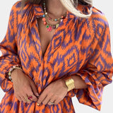 Yasmine | Mono Mini con Volantes y Estampado Ikat