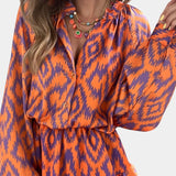 Yasmine | Mono Mini con Volantes y Estampado Ikat