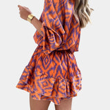 Yasmine | Mono Mini con Volantes y Estampado Ikat