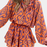 Yasmine | Mono Mini con Volantes y Estampado Ikat