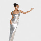 Brillo Plateado - Vestido de gala noche