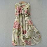 Mercedes - Vestido Ajustable de Estampado Floral Vintage